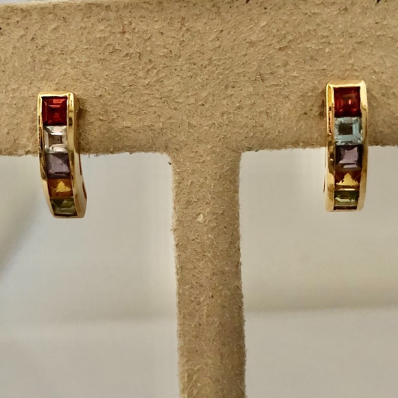 pair of gem set earrings 14k gold - Picture 2 of 3